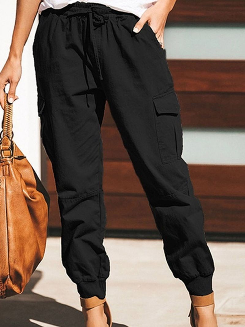 Cargo Pants Loose Απλό Lace-Up Pencil Pants Γυναικείο Παντελόνι Με Μέση Μέση