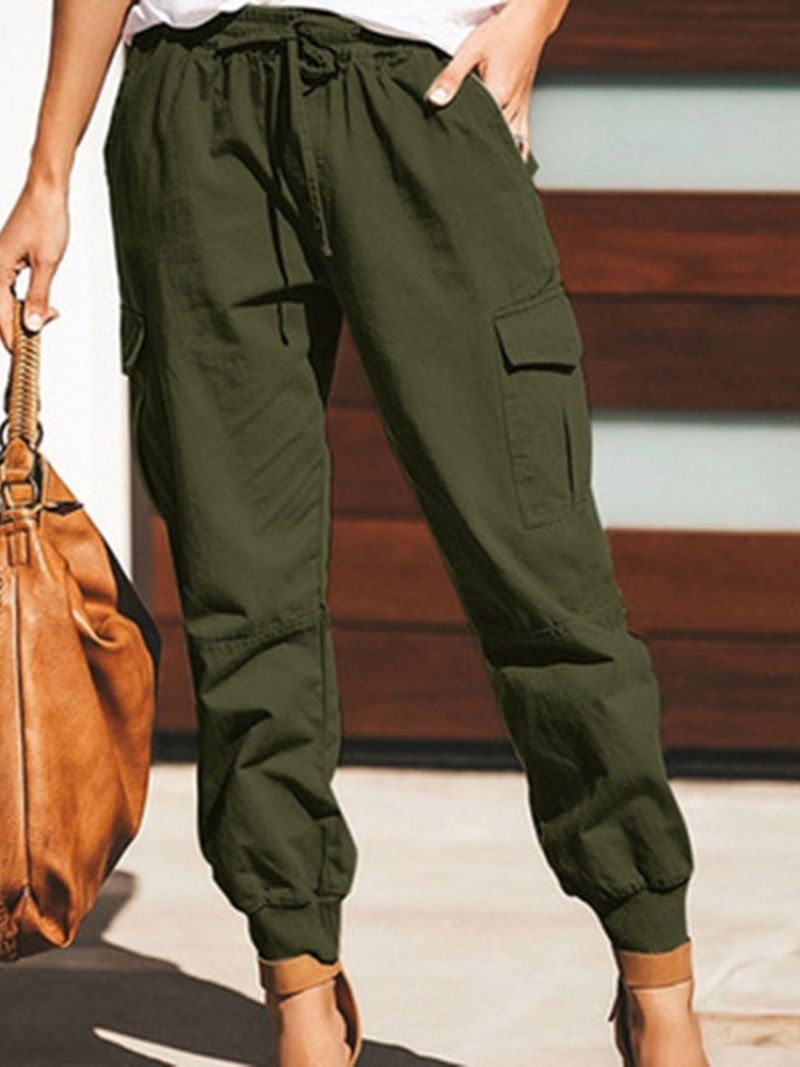 Cargo Pants Loose Απλό Lace-Up Pencil Pants Γυναικείο Παντελόνι Με Μέση Μέση