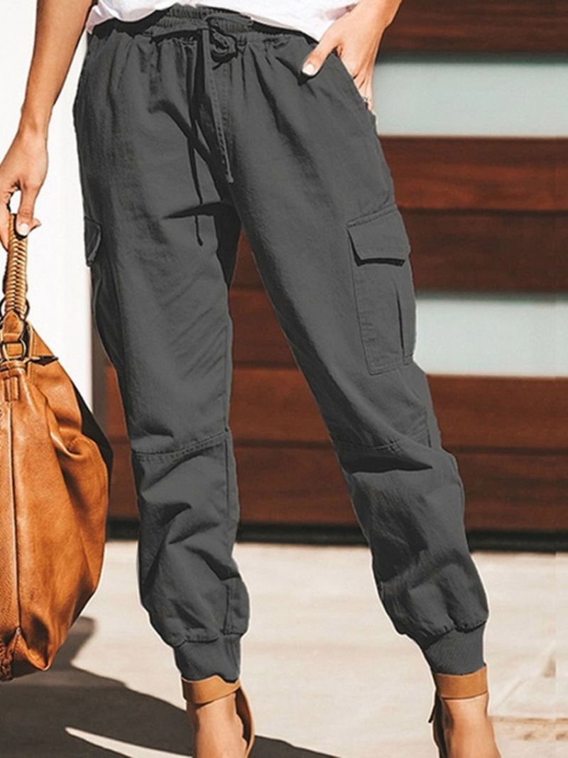 Cargo Pants Loose Απλό Lace-Up Pencil Pants Γυναικείο Παντελόνι Με Μέση Μέση