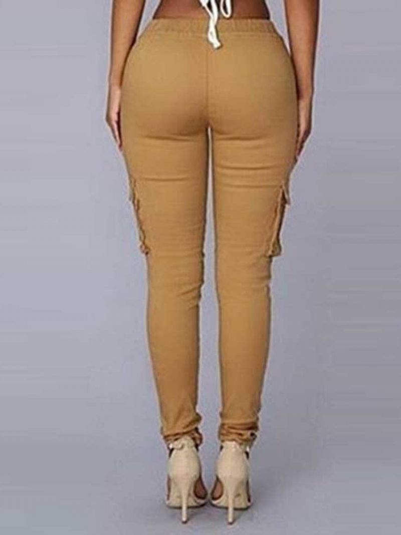 Cargo Pants Skinny Plain Pocket Pencil Pants Γυναικεία Casual Παντελόνια Στη Μέση Μέση