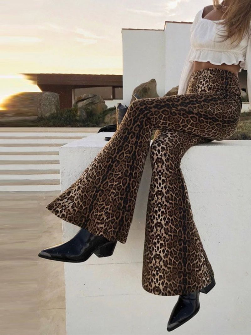 Casual Slim Leopard Παντελόνι Παντελόνι Καμπάνας