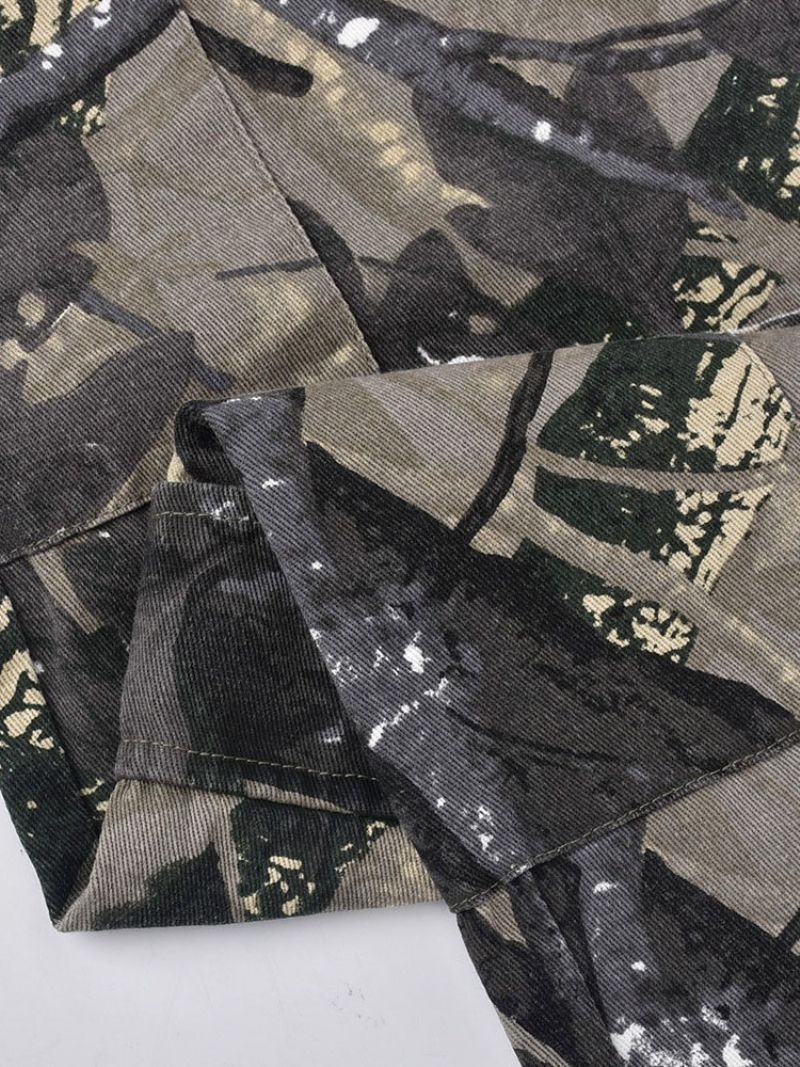 Εκτύπωση Loose Camouflage Ολόσωμο Ίσιο Παντελόνι Casual