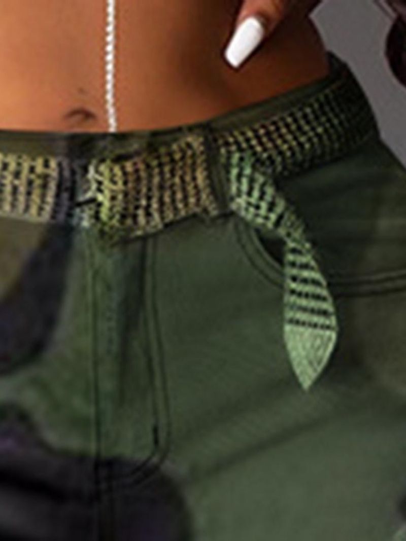 Γυναικείο Παντελόνι Camouflage Slim Hole Mid Waist Σε Όλο Το Μήκος