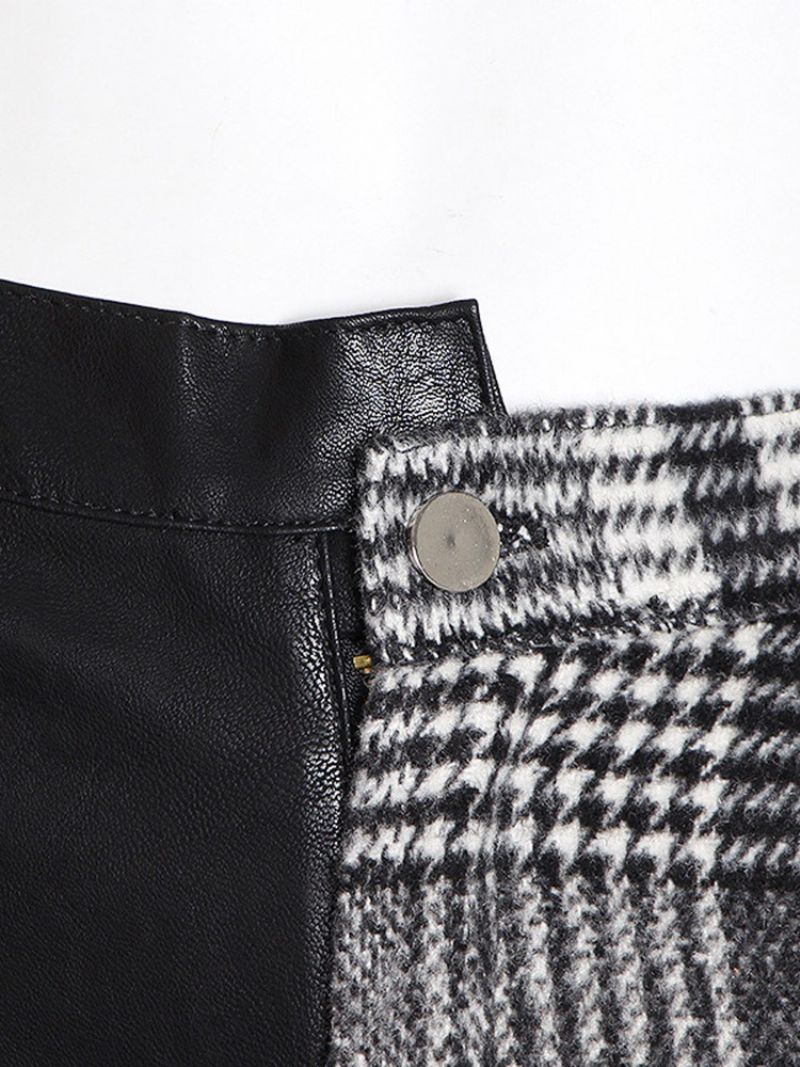 Λεπτό Houndstooth Patchwork Παντελόνι Χαρέμι Γυναικείο Καθημερινό Παντελόνι Με Μέση Μέση