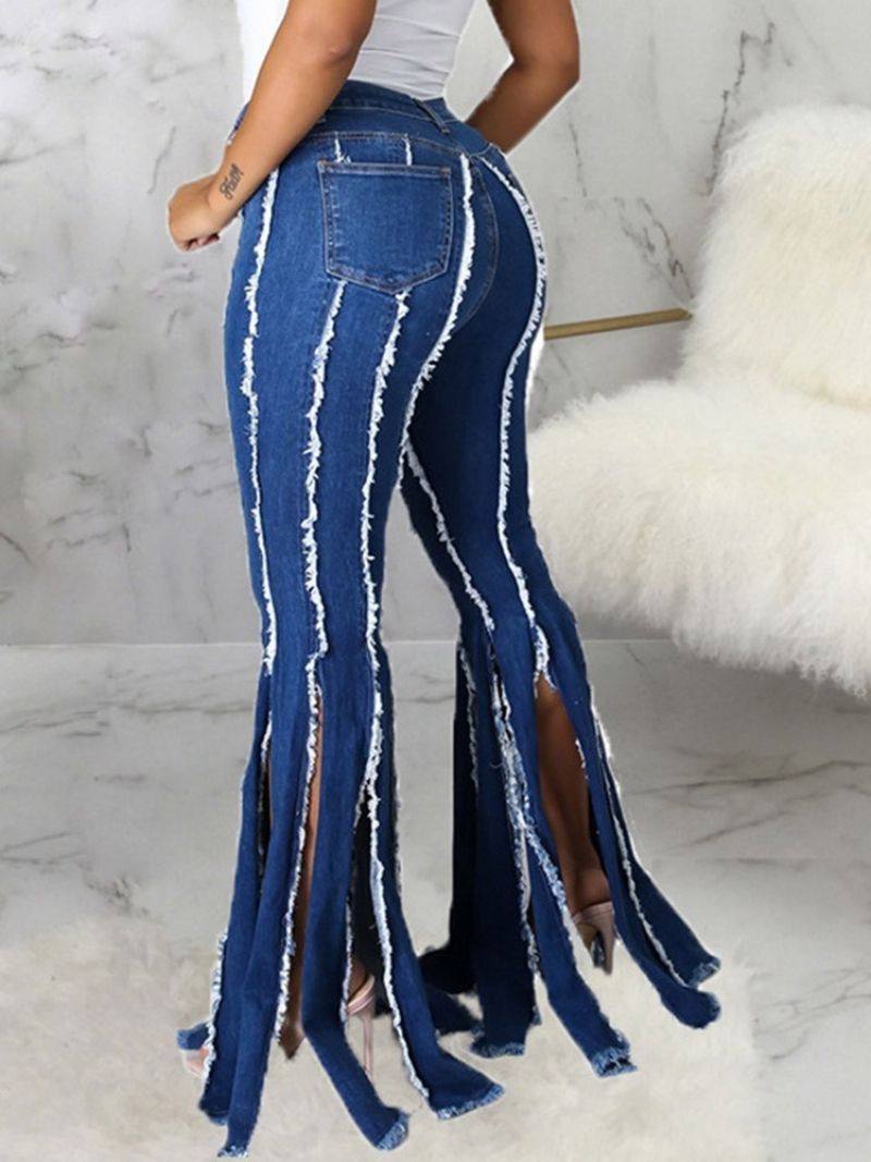 Μπλοκ χρώματος Split Bellbottoms Slim Jeans Με Φερμουάρ