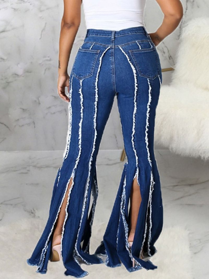 Μπλοκ χρώματος Split Bellbottoms Slim Jeans Με Φερμουάρ