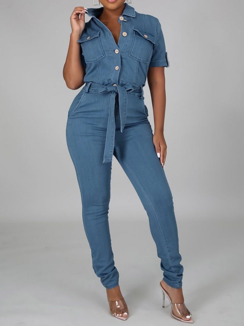 Ολόσωμο Sweet Button Skinny Jumpsuit Στη Μέση