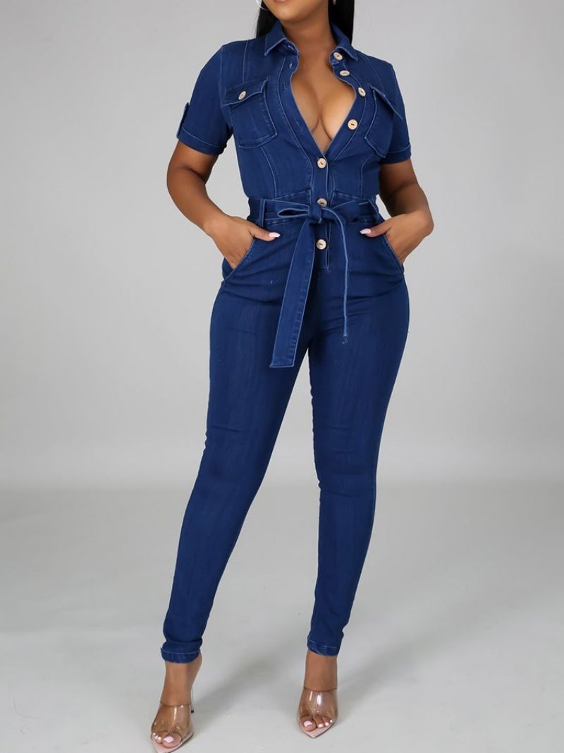 Ολόσωμο Sweet Button Skinny Jumpsuit Στη Μέση