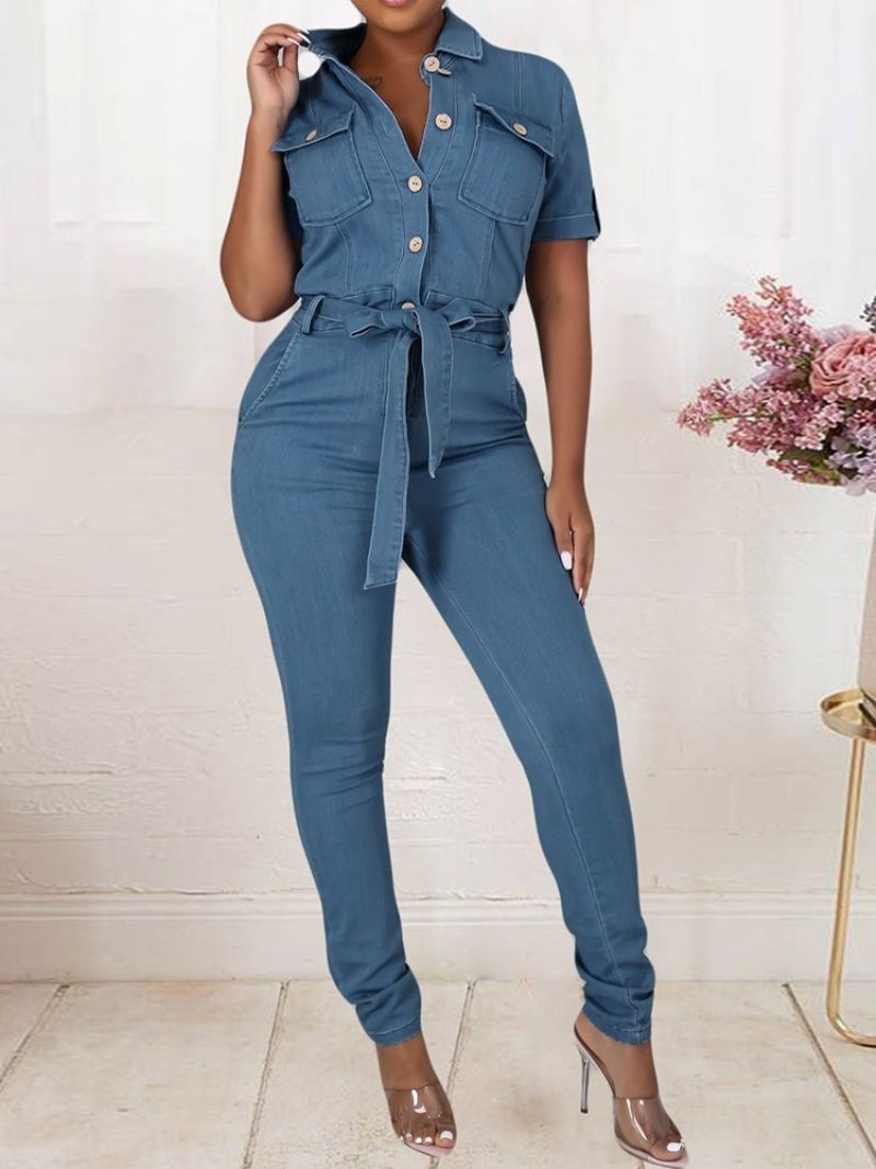 Ολόσωμο Sweet Button Skinny Jumpsuit Στη Μέση