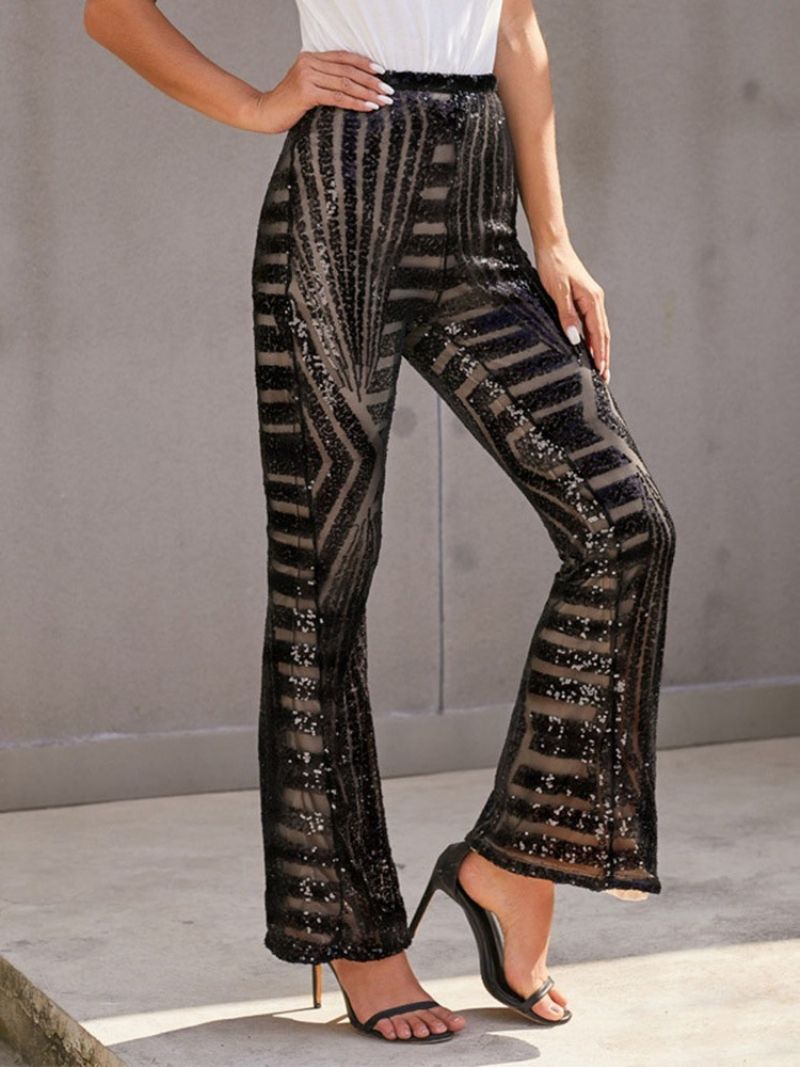 Slim Sequins Bellbottoms Ολόσωμο Casual Παντελόνι