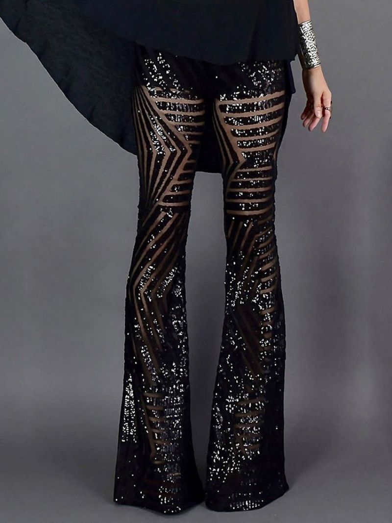 Slim Sequins Bellbottoms Ολόσωμο Casual Παντελόνι