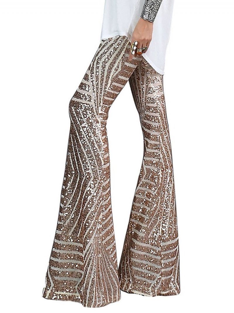 Slim Sequins Bellbottoms Ολόσωμο Casual Παντελόνι