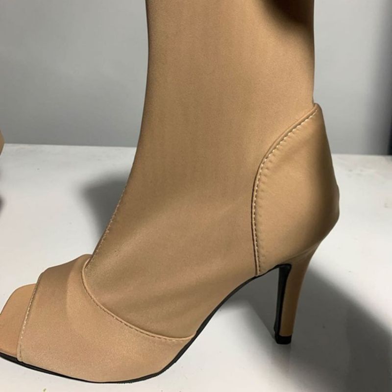 Δυτικές Μπότες Με Φερμουάρ Με Τακούνι Stiletto Peep Toe