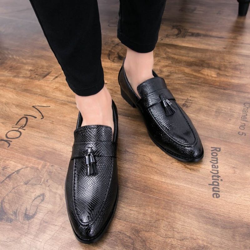 Ανδρικά Oxfords Pu Fringe Slip-On Round Toe