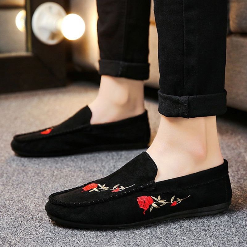 Floral Slip-On Flat Heel Βαμβακερά Λεπτά Παπούτσια Ανδρικά Oxfords