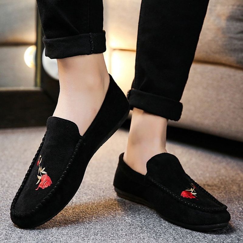 Floral Slip-On Flat Heel Βαμβακερά Λεπτά Παπούτσια Ανδρικά Oxfords