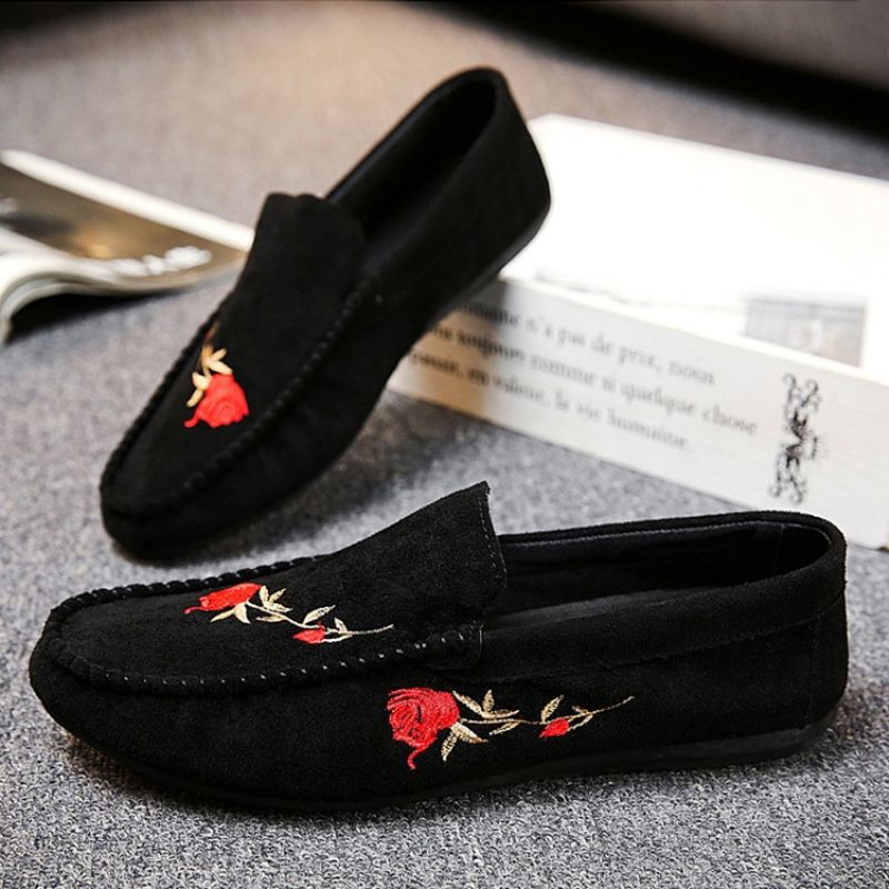 Floral Slip-On Flat Heel Βαμβακερά Λεπτά Παπούτσια Ανδρικά Oxfords