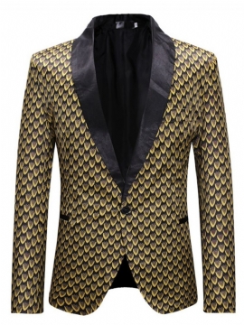 Ανδρικό Σακάκι Golden Geometric Print Slim One Button