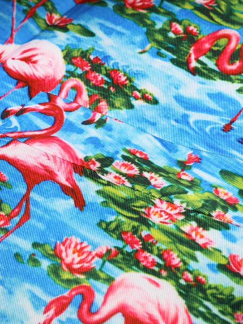 Flamingo Printed Μπλοκ χρώματος Slim Ανδρικό Σακάκι