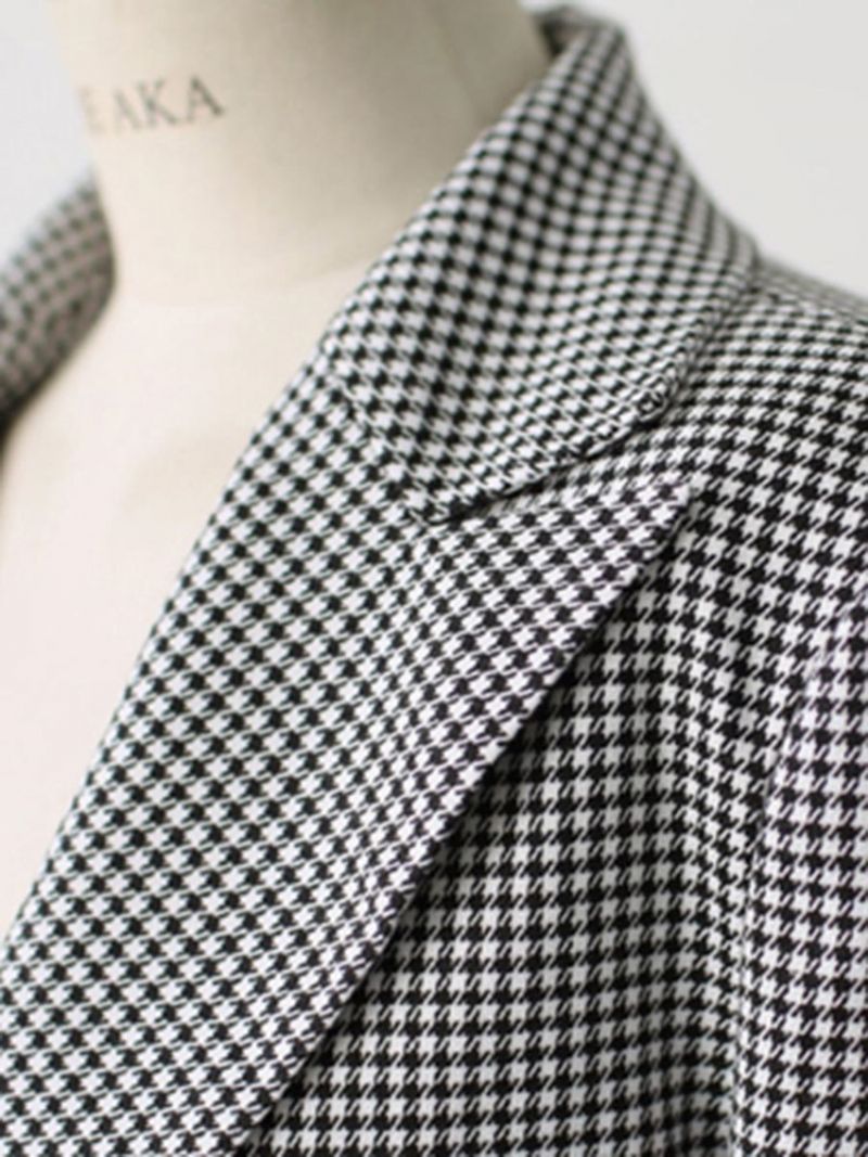 Houndstooth Blazer Γυναικείο Σακάκι Με Λεπτό Γυναικείο Σακάκι Houndstooth One Button