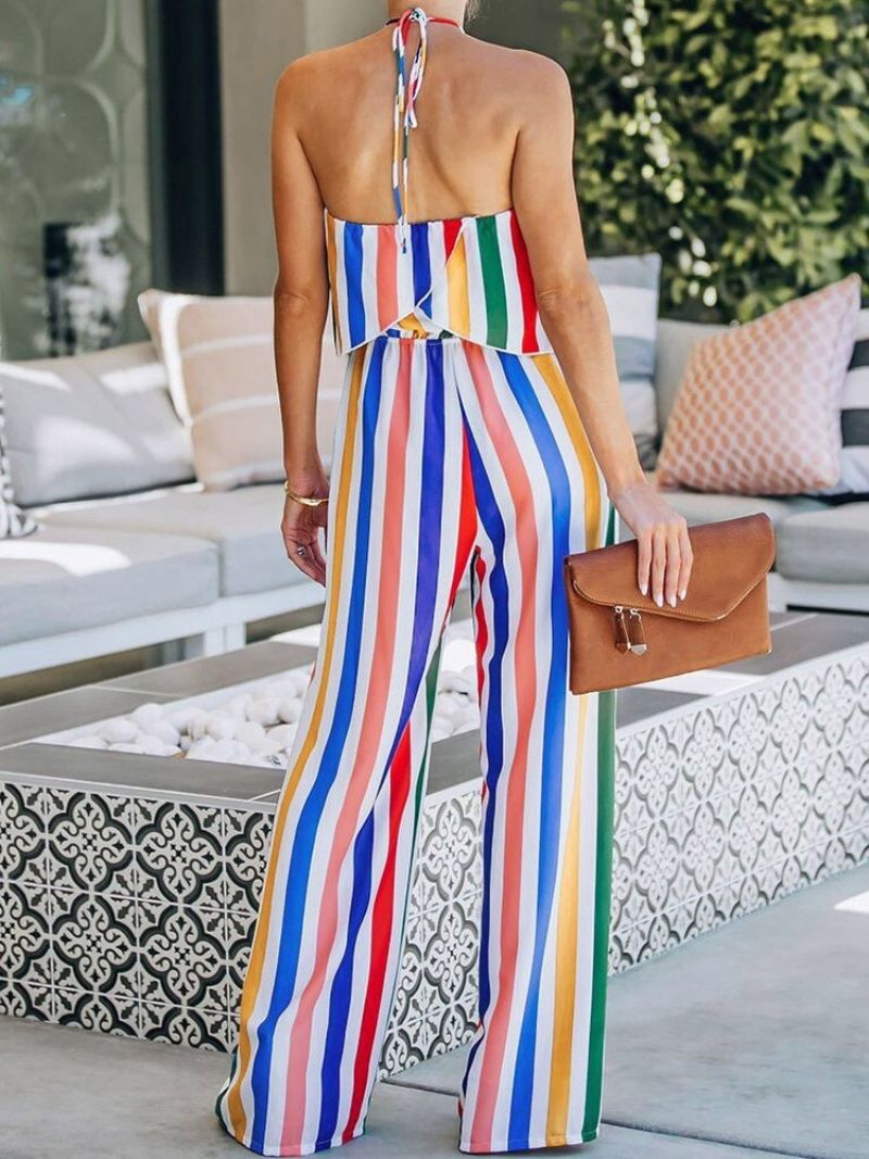 Stripe Ladylike Γυναικεία Ολόσωμη Ίσια Φόρμα Στη Μέση