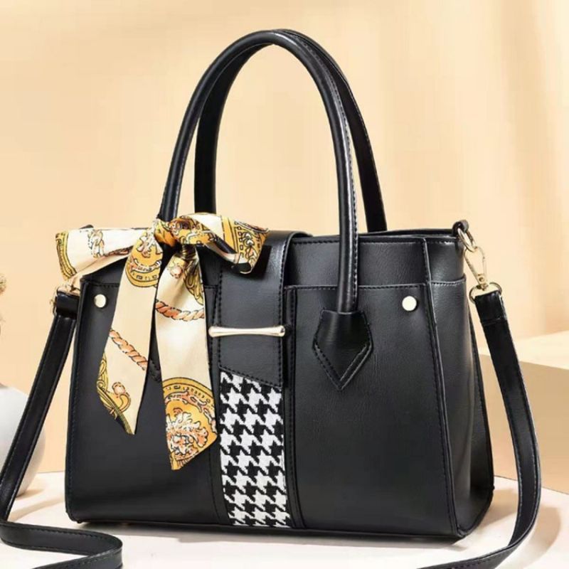 Τσάντες Tote Μπλοκ χρώματος Pu Houndstooth Rectangle