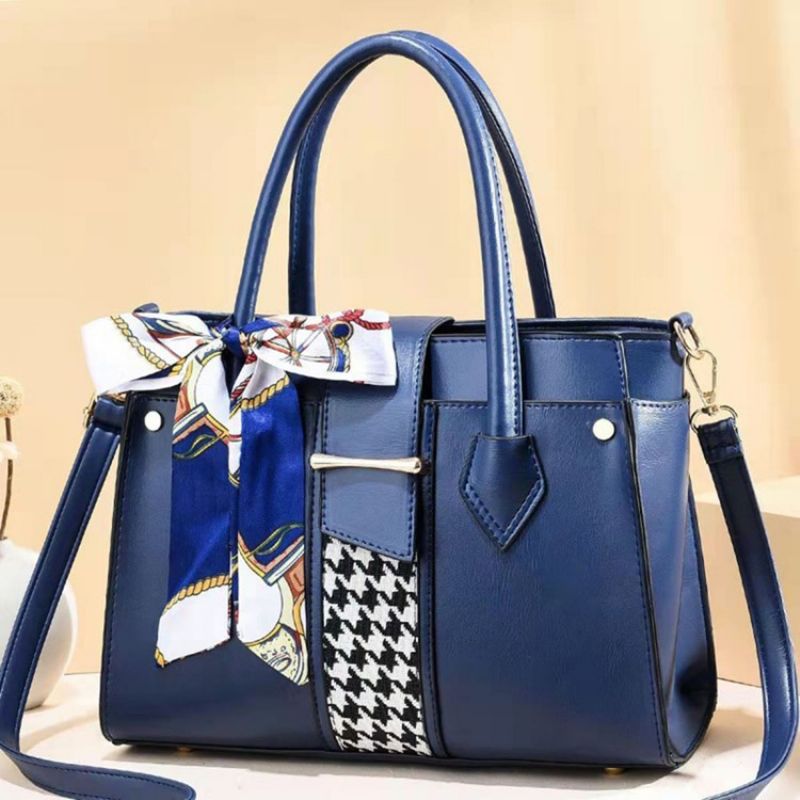 Τσάντες Tote Μπλοκ χρώματος Pu Houndstooth Rectangle