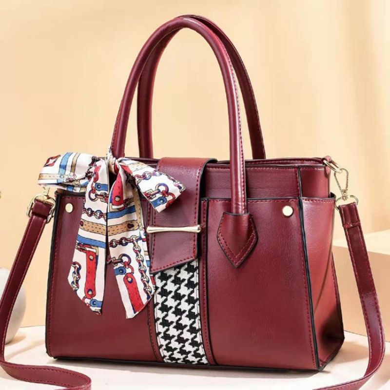 Τσάντες Tote Μπλοκ χρώματος Pu Houndstooth Rectangle