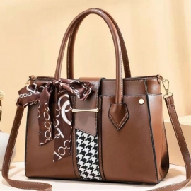 Τσάντες Tote Μπλοκ χρώματος Pu Houndstooth Rectangle