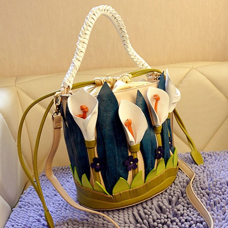 Τσάντες Tote Σε Σχήμα Βαρελιού Με Floral Patchwork Pu