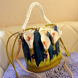 Τσάντες Tote Σε Σχήμα Βαρελιού Με Floral Patchwork Pu