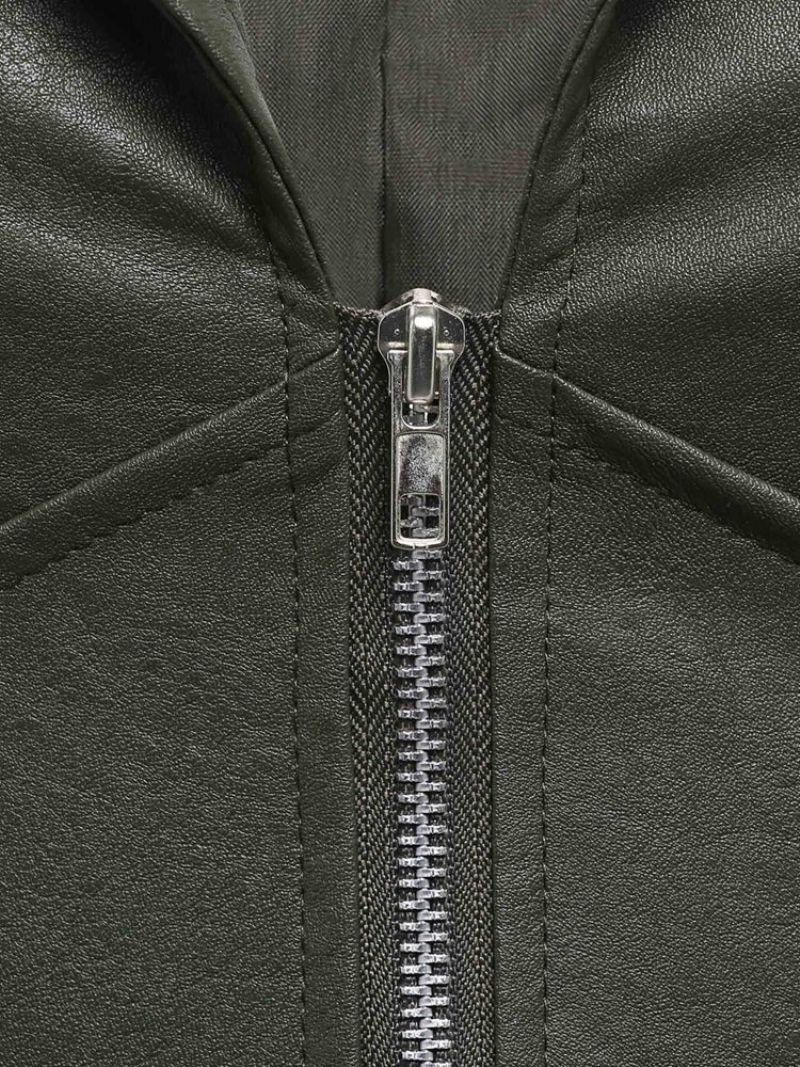 Φθινοπωρινό Μπουφάν Pu Standard Zipper