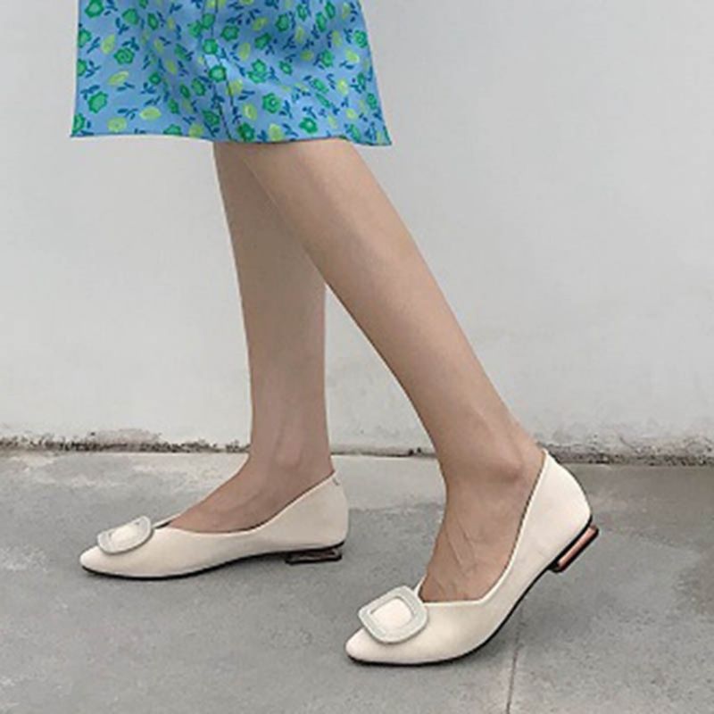 Γυναικεία Φλατ Πέδιλα Pu Block Heel Slip-On Square Toe