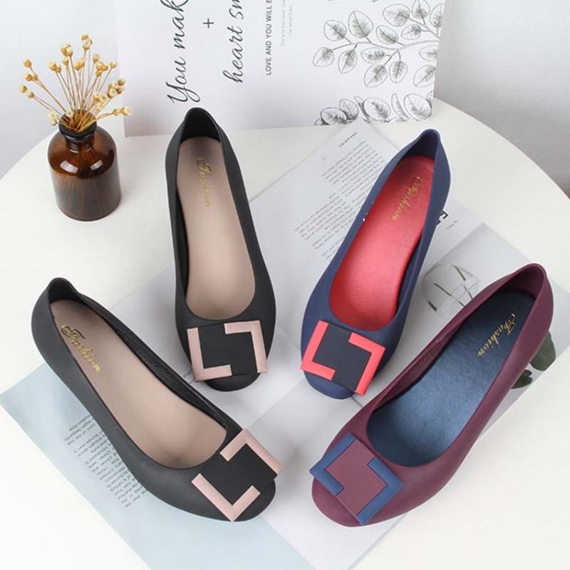 Γυναικεία Ζελέ Παπούτσια Από Pvc Slip-On Round Toe Wedge Heel