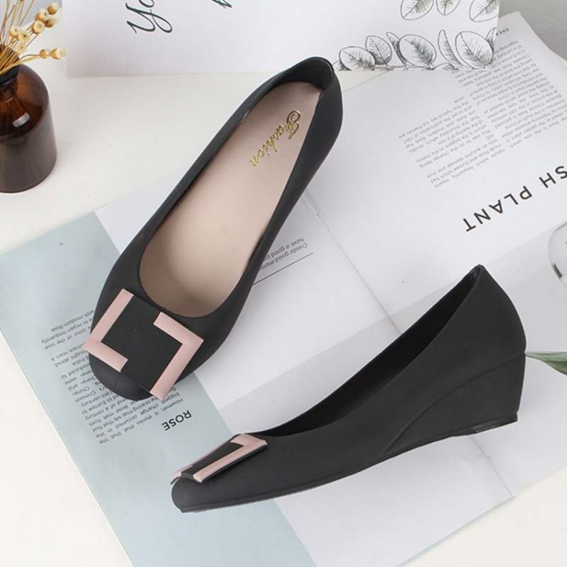 Γυναικεία Ζελέ Παπούτσια Από Pvc Slip-On Round Toe Wedge Heel