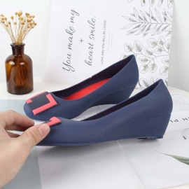 Γυναικεία Ζελέ Παπούτσια Από Pvc Slip-On Round Toe Wedge Heel