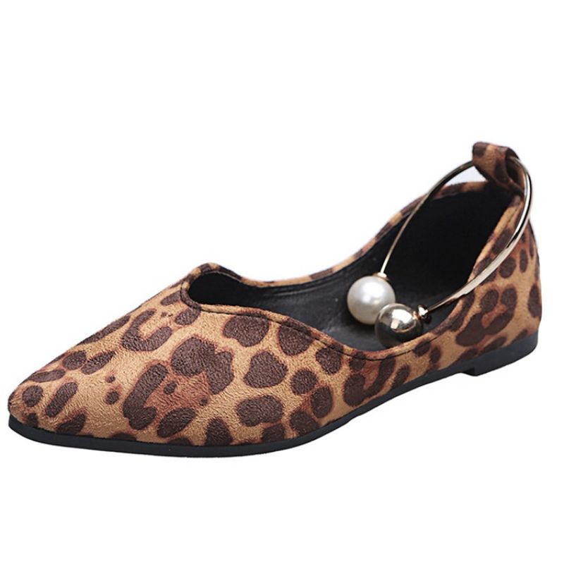 Print Slip-On Flat Με Leopard Γυναικεία Λεπτά Παπούτσια