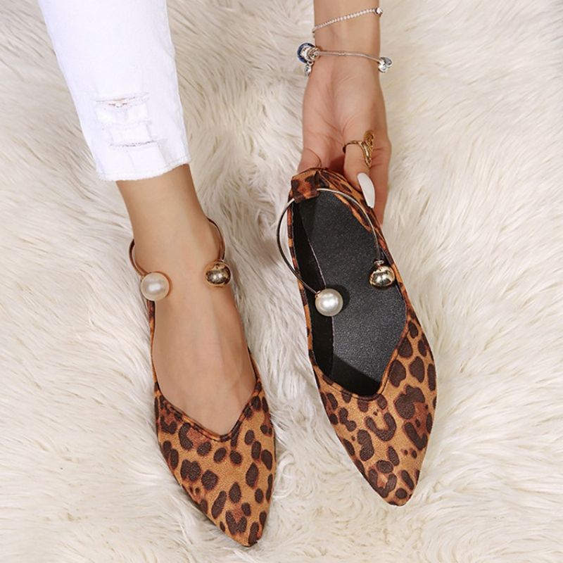 Print Slip-On Flat Με Leopard Γυναικεία Λεπτά Παπούτσια