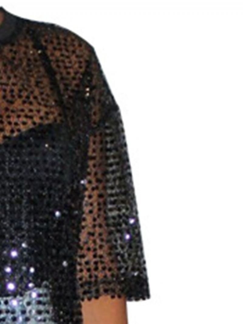 Μόδα Μπλουζάκι See-Through Sequins