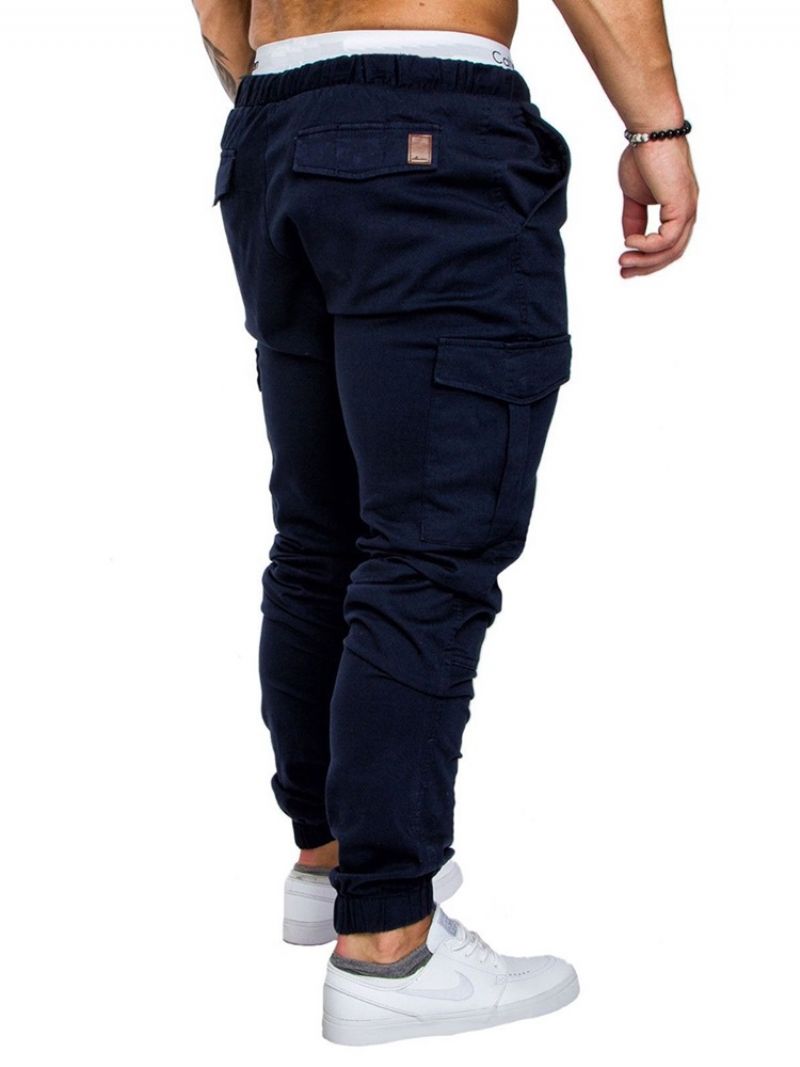 Cargo Pants Απλό Khaki Δαντέλα επάνω Pocket Ανδρικό Casual Παντελόνι