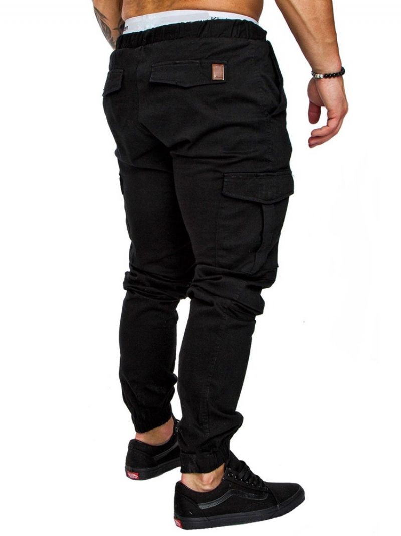 Cargo Pants Απλό Khaki Δαντέλα επάνω Pocket Ανδρικό Casual Παντελόνι