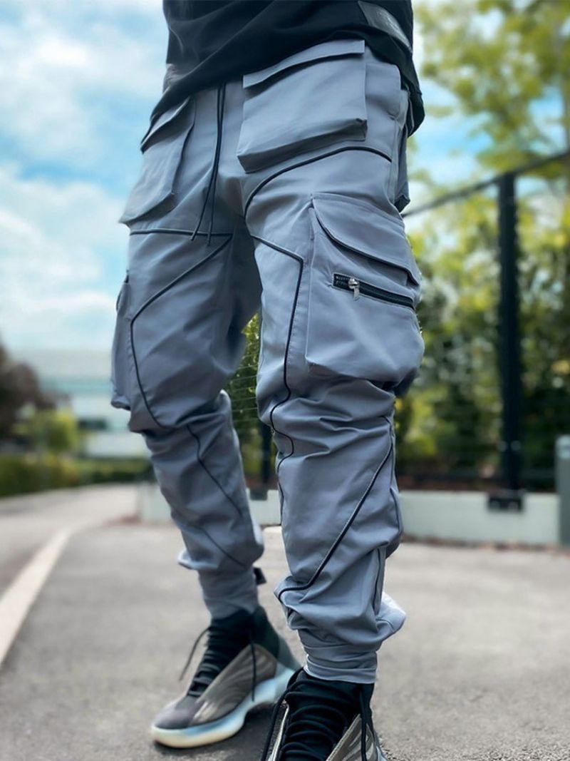 Cargo Pants Μπλοκ χρώματος Patchwork Fall Lace-Up Casual Ανδρικό Παντελόνι