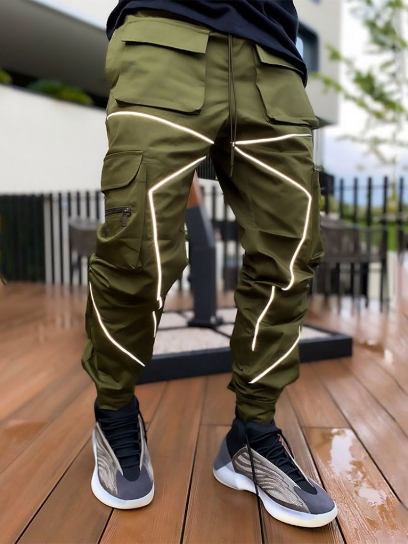 Cargo Pants Μπλοκ χρώματος Patchwork Fall Lace-Up Casual Ανδρικό Παντελόνι