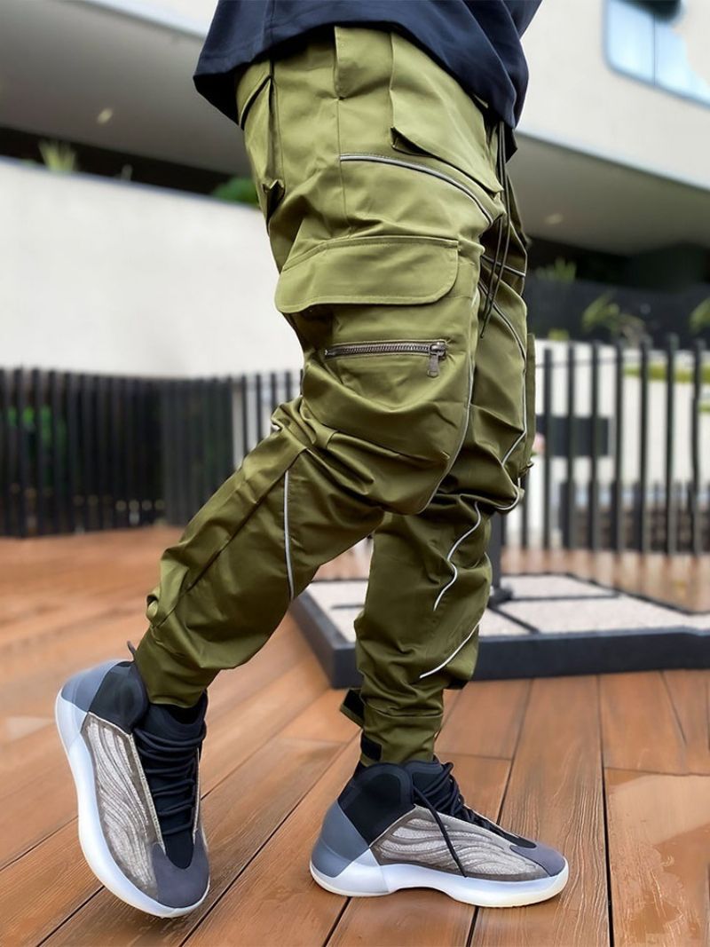 Cargo Pants Μπλοκ χρώματος Patchwork Fall Lace-Up Casual Ανδρικό Παντελόνι