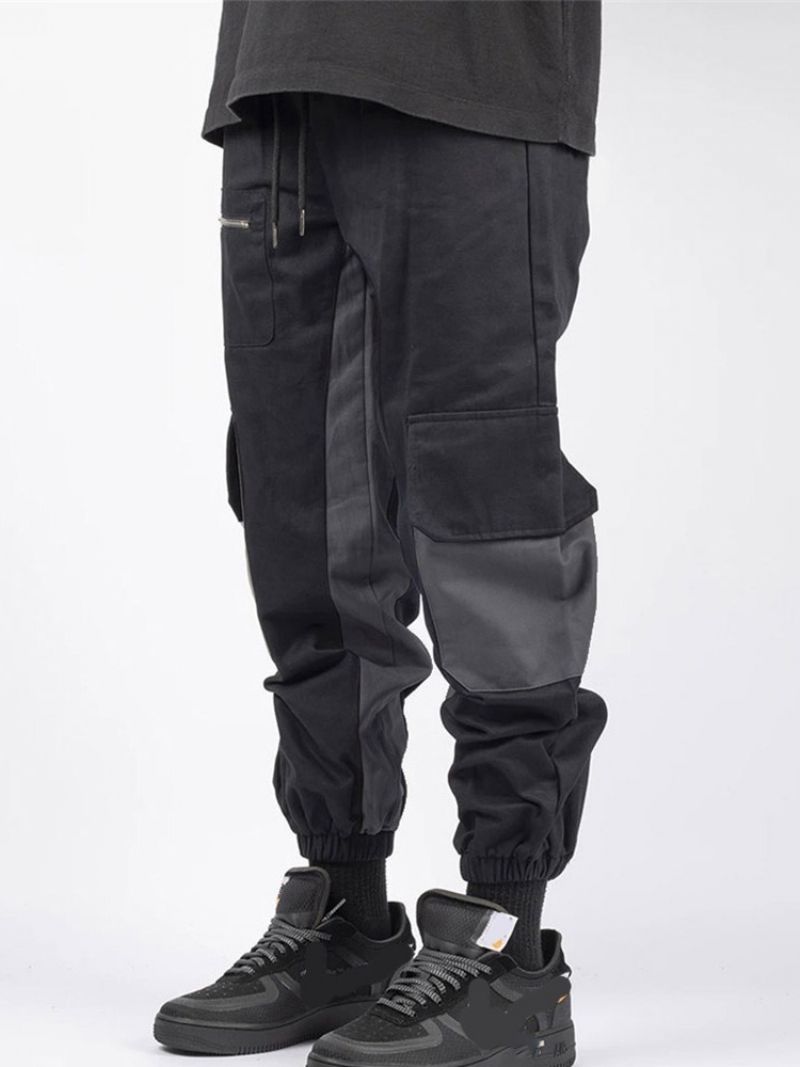 Cargo Pants Patchwork Μπλοκ χρώματος Lace-Up Fall Casual Ανδρικό Παντελόνι