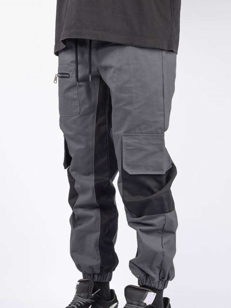 Cargo Pants Patchwork Μπλοκ χρώματος Lace-Up Fall Casual Ανδρικό Παντελόνι