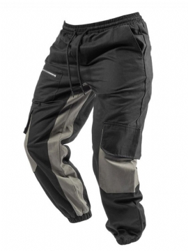 Cargo Pants Patchwork Μπλοκ χρώματος Lace-Up Fall Casual Ανδρικό Παντελόνι