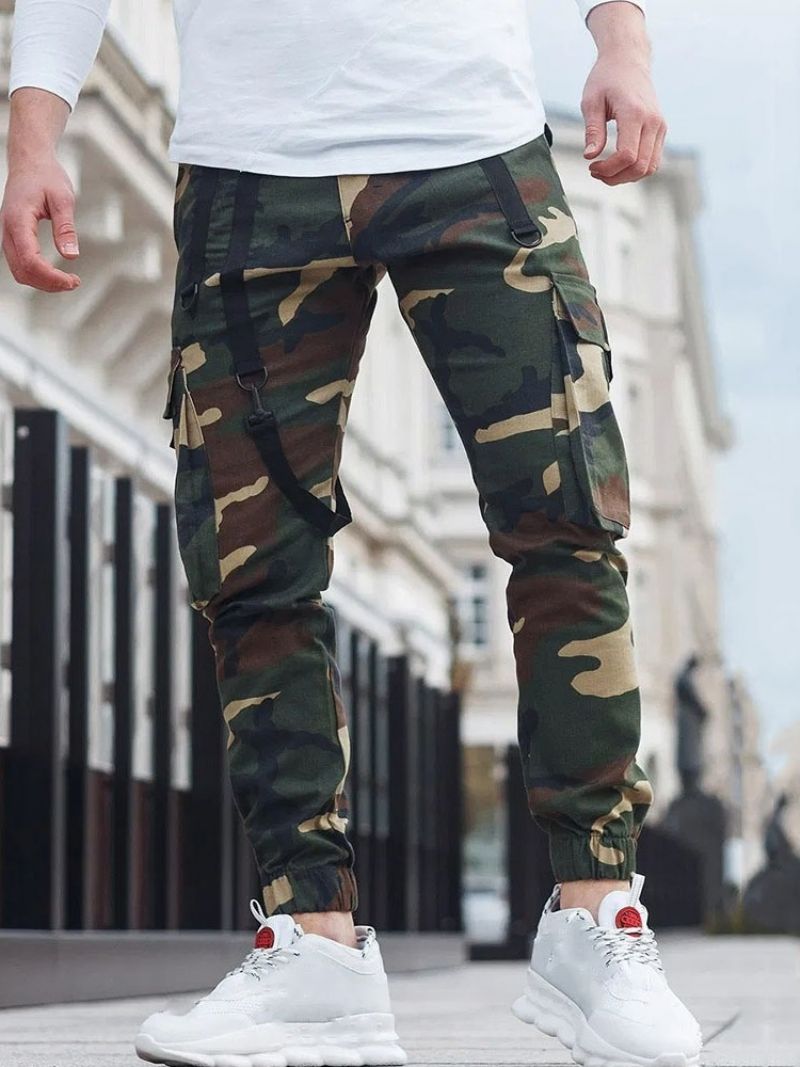 Cargo Pants Pencil Pants Camouflage Pocket Mid Waist Casual Casual Παντελόνι