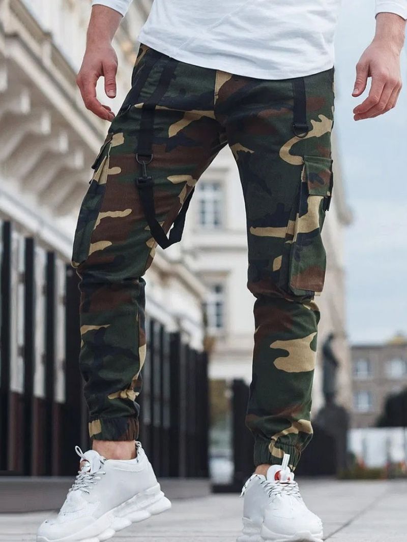 Cargo Pants Pencil Pants Camouflage Pocket Mid Waist Casual Casual Παντελόνι