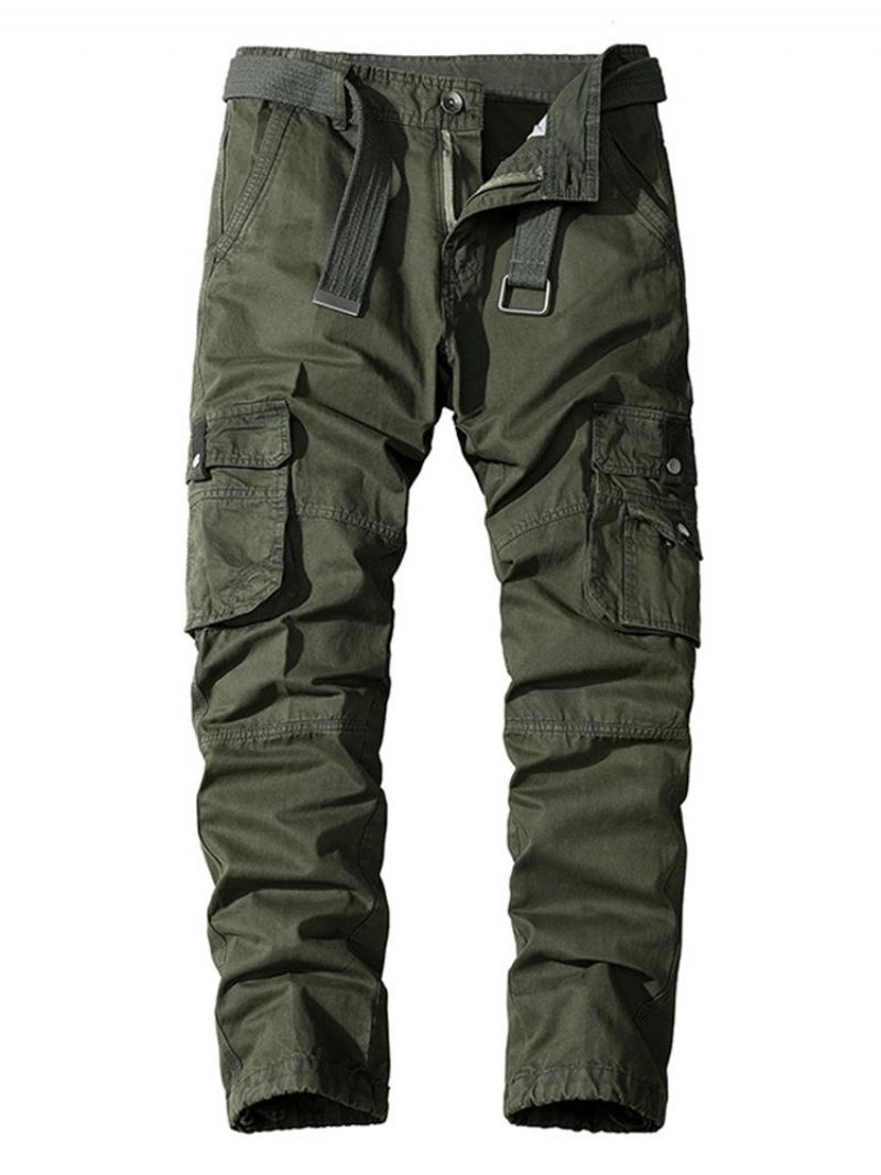 Cargo Pants Pocket Ίσιο Μονόχρωμο Αντρικό Καθημερινό Παντελόνι Με Μέση Μέση Τεσσάρων Εποχών